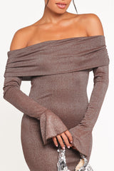 Oraton Off Shoulder Maxi Dress - Brown
