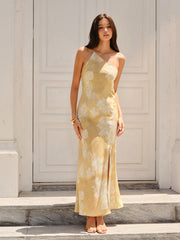 Floral Print High Slit Dress