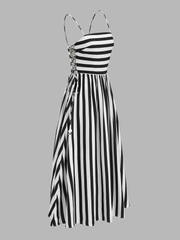 Striped Cami Lace Up Side Maxi Dress