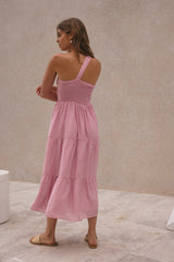 Pure Satisfaction One Shoulder Maxi Dress Pink