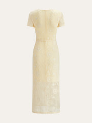 Crochet Belted Midi Dress