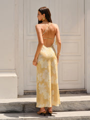 Floral Print High Slit Dress