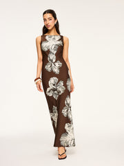 Floral Print Tied Backless Dress